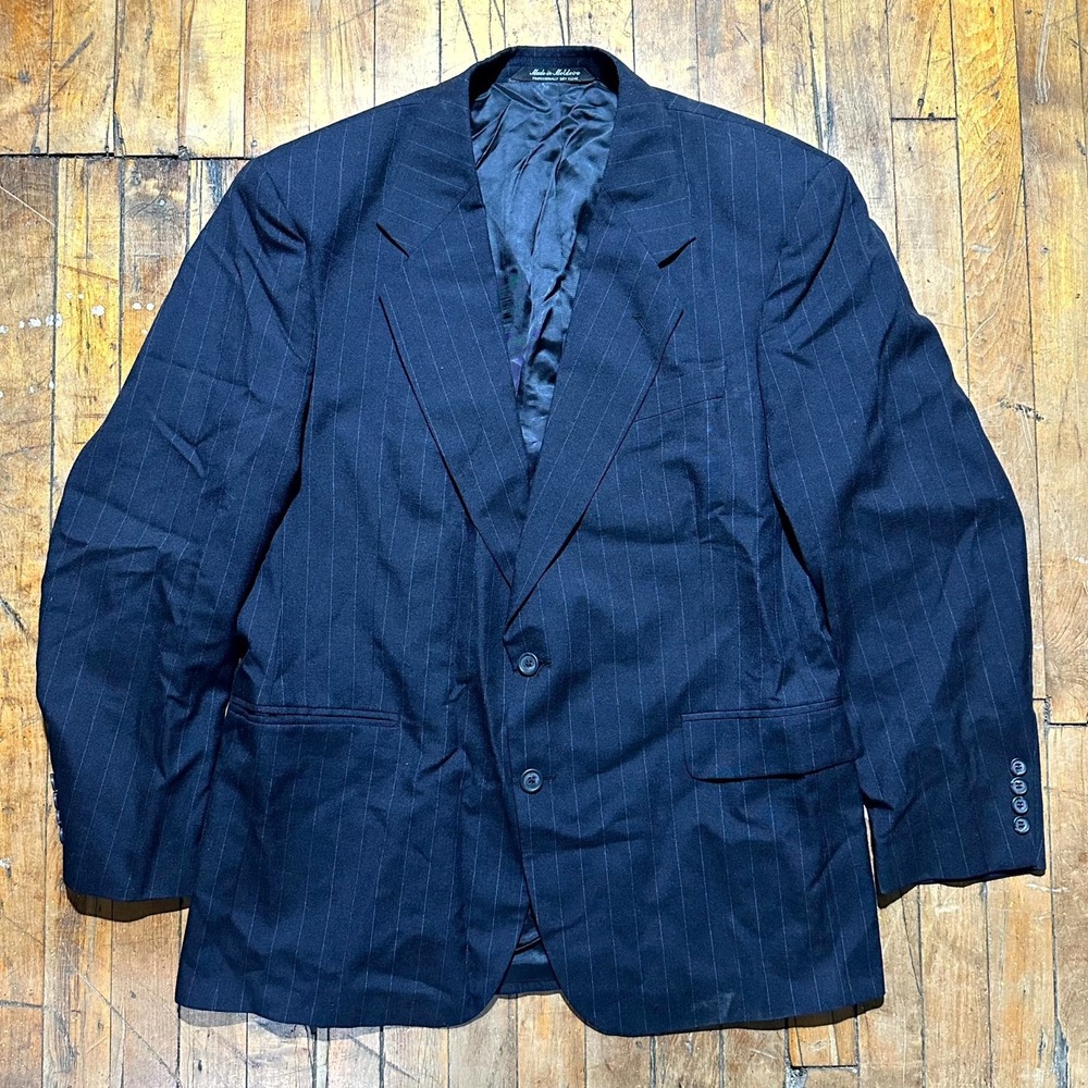 Vtg‎ GGG Blazer Jacket Men's 42R Black Stripe Notch Lapel Single Vented 2 Button